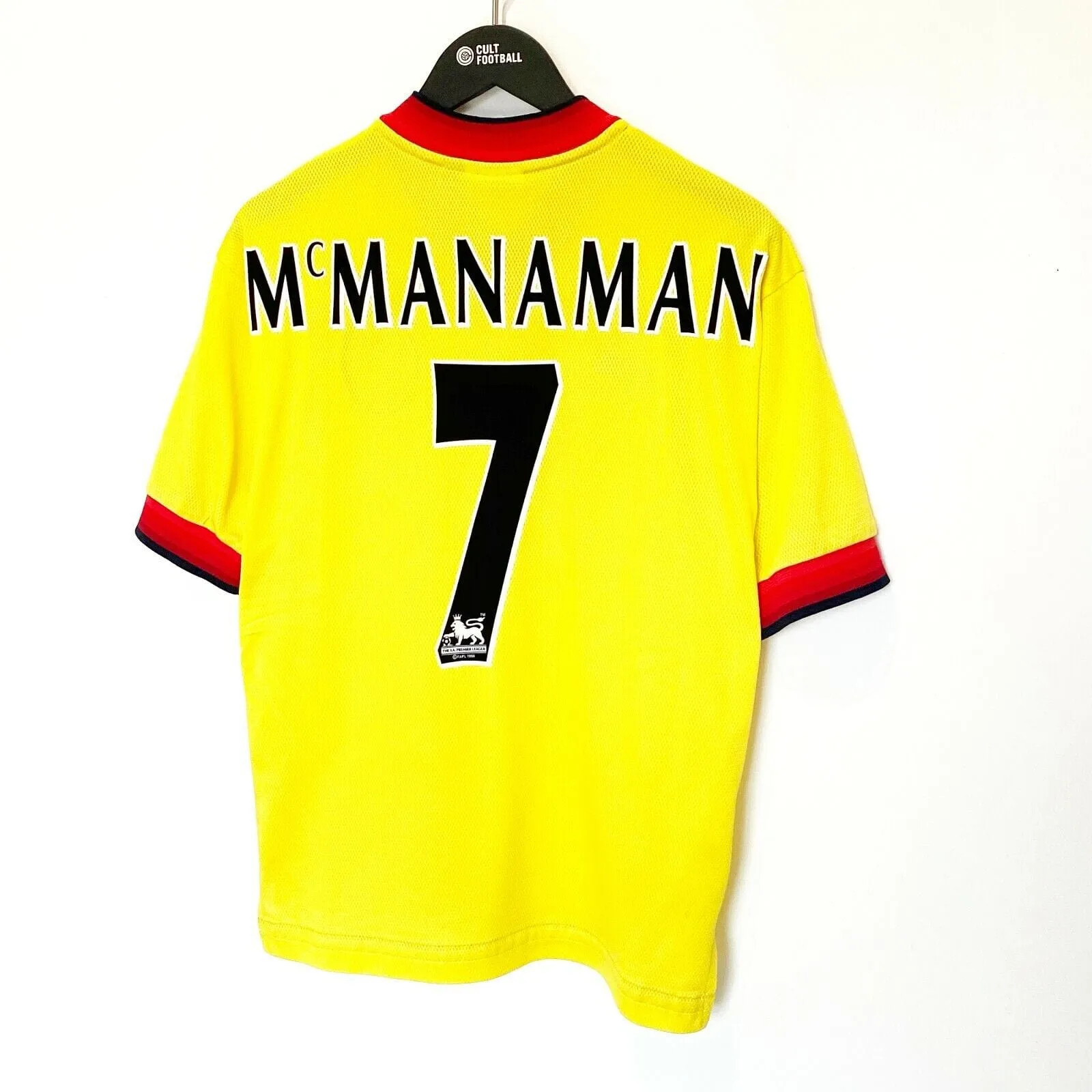 1997/99 McMANAMAN #7 Liverpool Vintage Reebok Away Football Shirt Jersey (S)