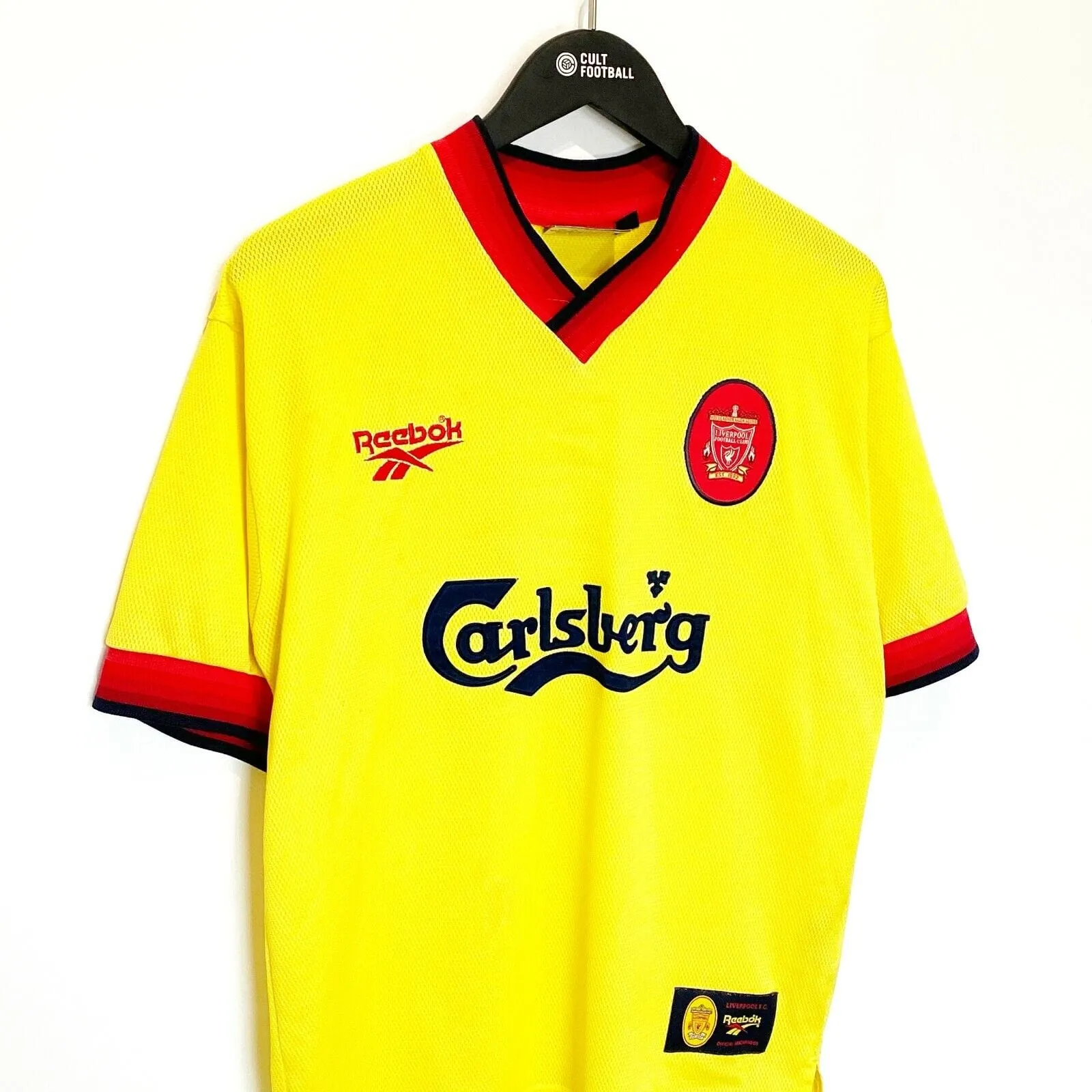 1997/99 McMANAMAN #7 Liverpool Vintage Reebok Away Football Shirt Jersey (S)