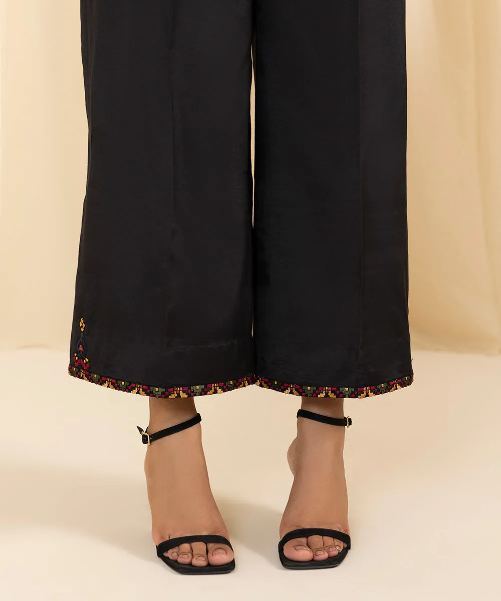 3 Piece -  Embroidered Raw Silk Suit