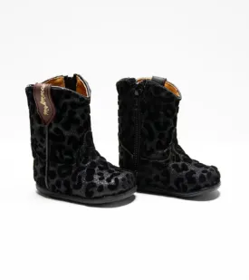 Black Leopard Princess Bootie