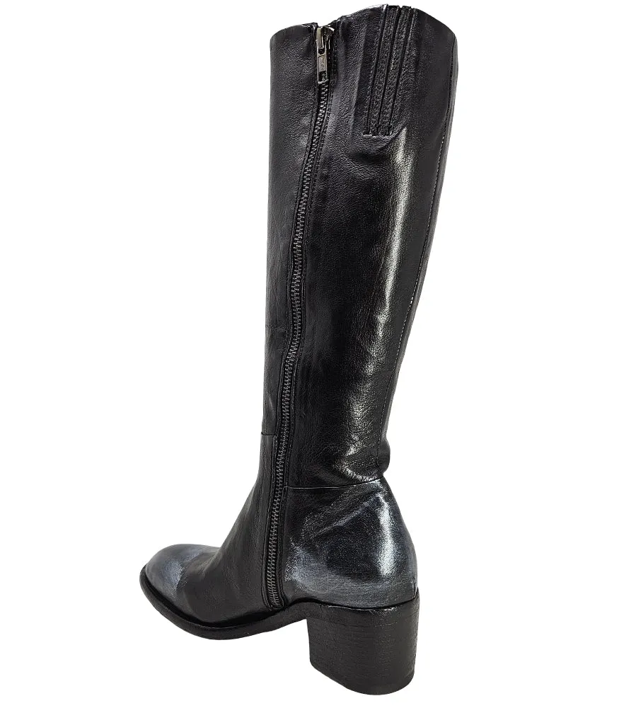 Black Tall Hand Rubbed Lock Boot