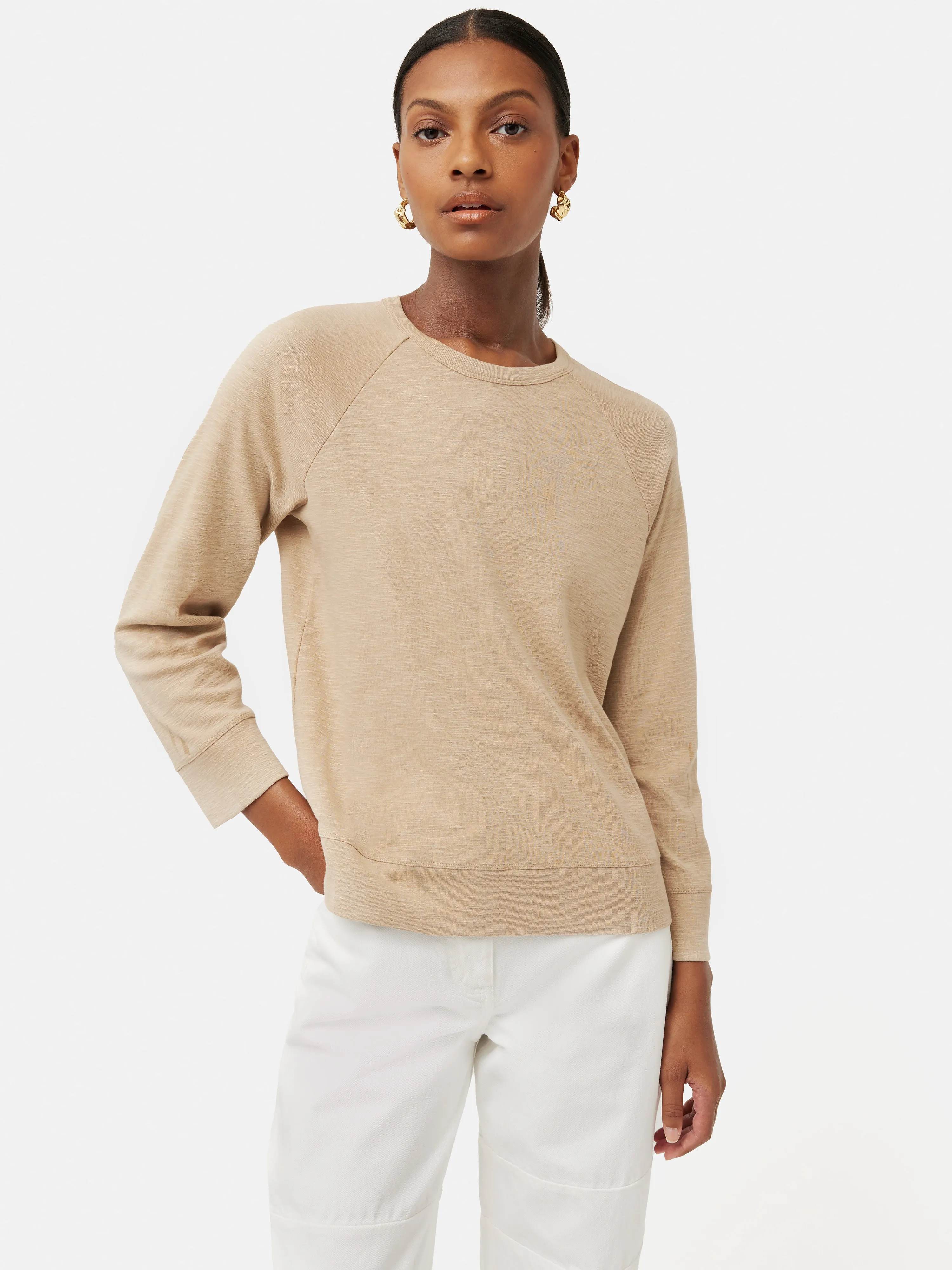 Cotton Luxe Raglan Tee | Beige