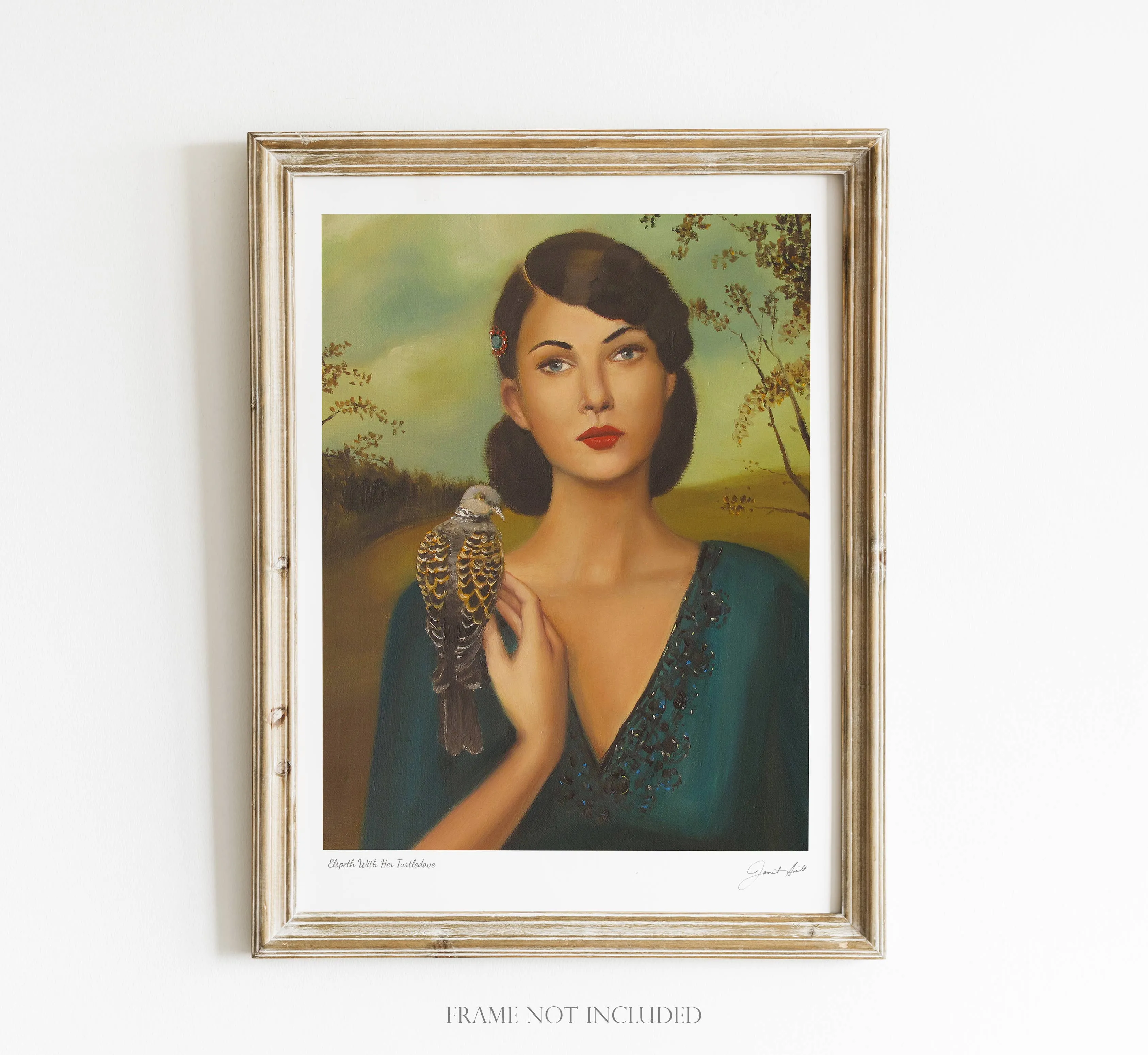 Elspeth With Her Turtledove Art Print - 8.5" X 11"