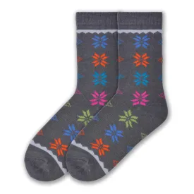 K Bell Womens Nordic Snowflake Crew Sock