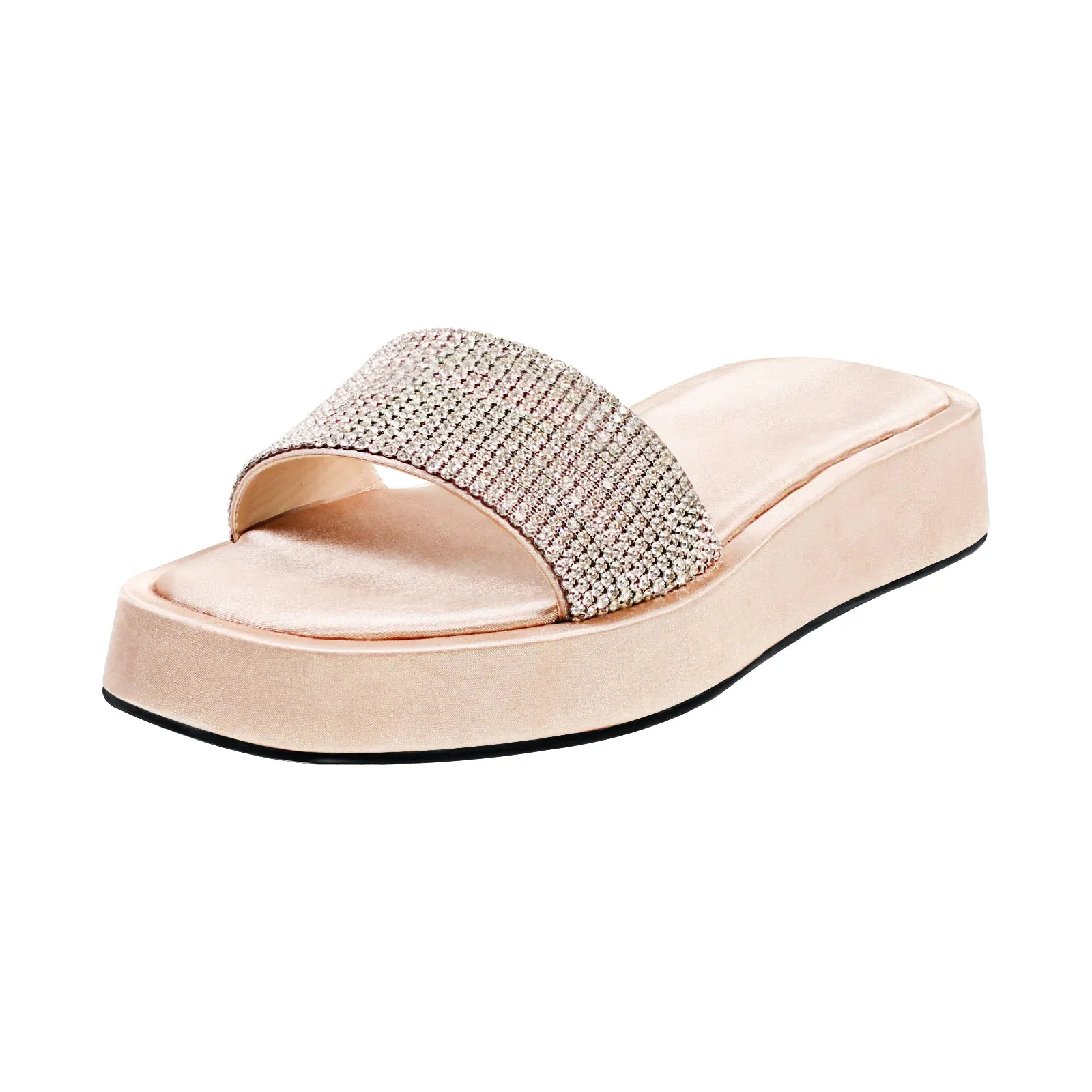 Rhinestone Slippers Open Toe Slide Flat Sandals