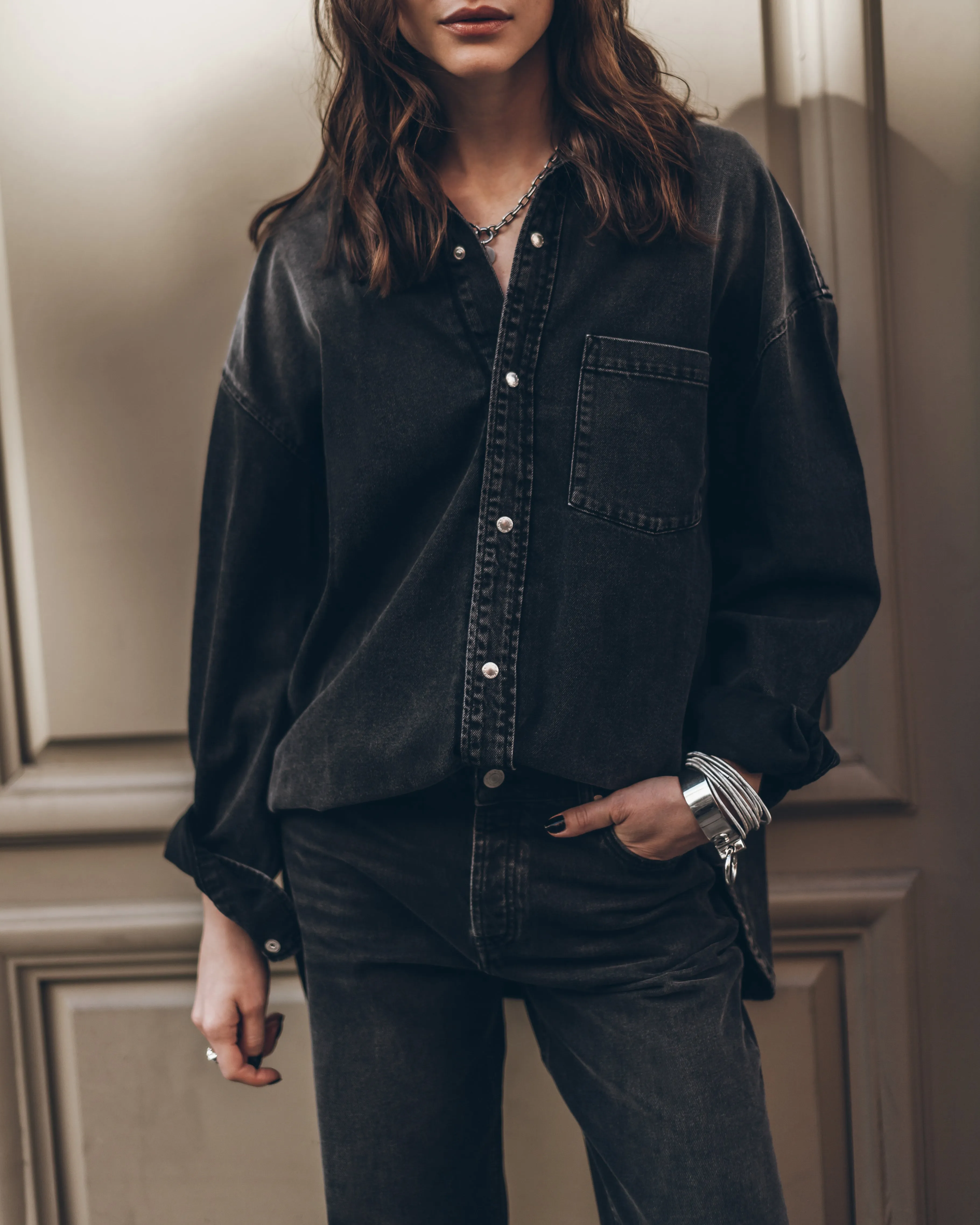 The Black Loose Denim Shirt